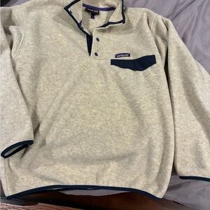 Patagonia Tan Men's Pullover with Navy Accents